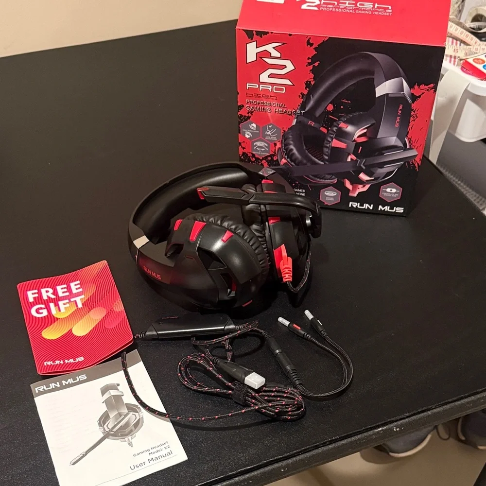 K2 Pro Gaming Headset - Black and Red